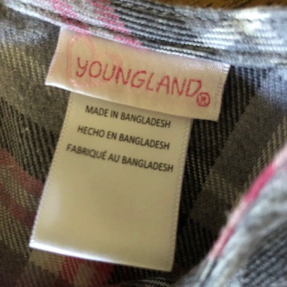 Girl's Youngland Gray & Pink Plaid Dress 5 - Picture 4 of 14